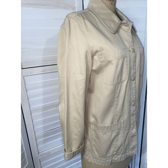 Vintage AT Denim Khaki Jean Jacket Lined Women Size Large - Picture 3 of 7